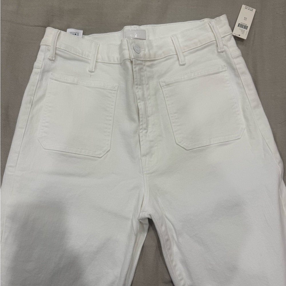 MOTHER White Hustler Patch Pocket Jeans